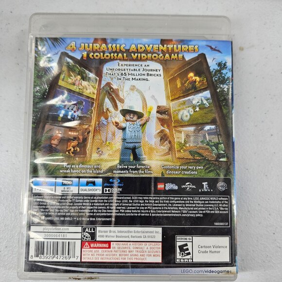 LEGO Jurassic World PlayStation 3 PS3 Video Game Complete Case and Manual Tested - Picture 3 of 4